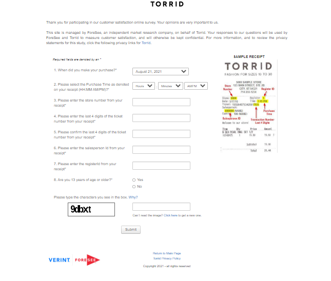 Torrid Survey