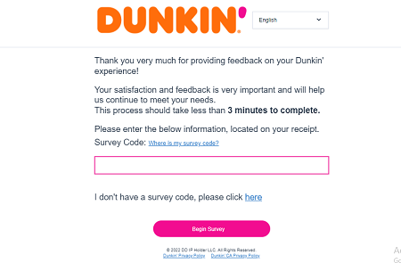 Dunkin Donuts Survey