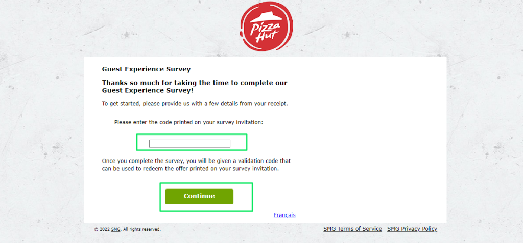 Pizza Hut Canada Guest Experience Survey 
