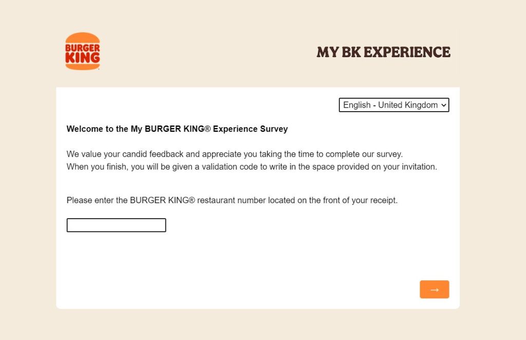 Burger King UK Experience Survey