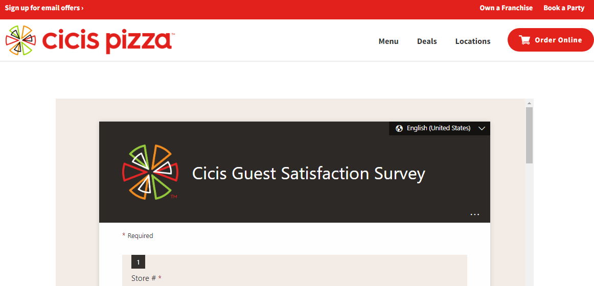 CiCi’s Pizza Guest Experience Survey | www.CiCisvisit.com