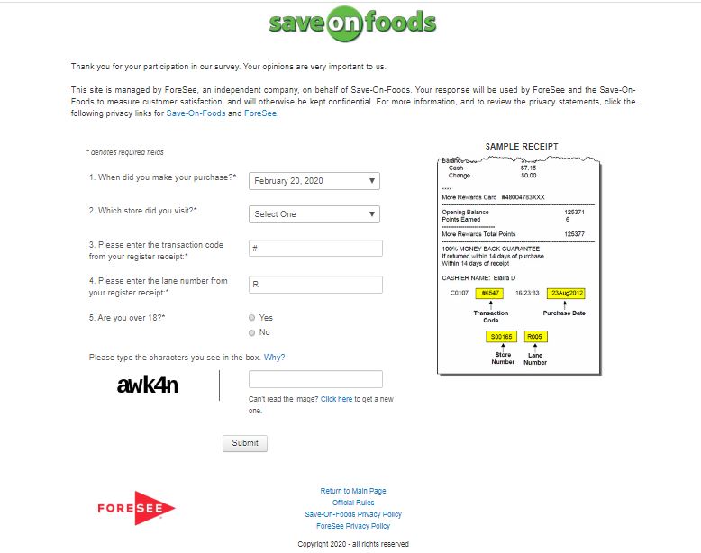 Save on Foods Customer Survey